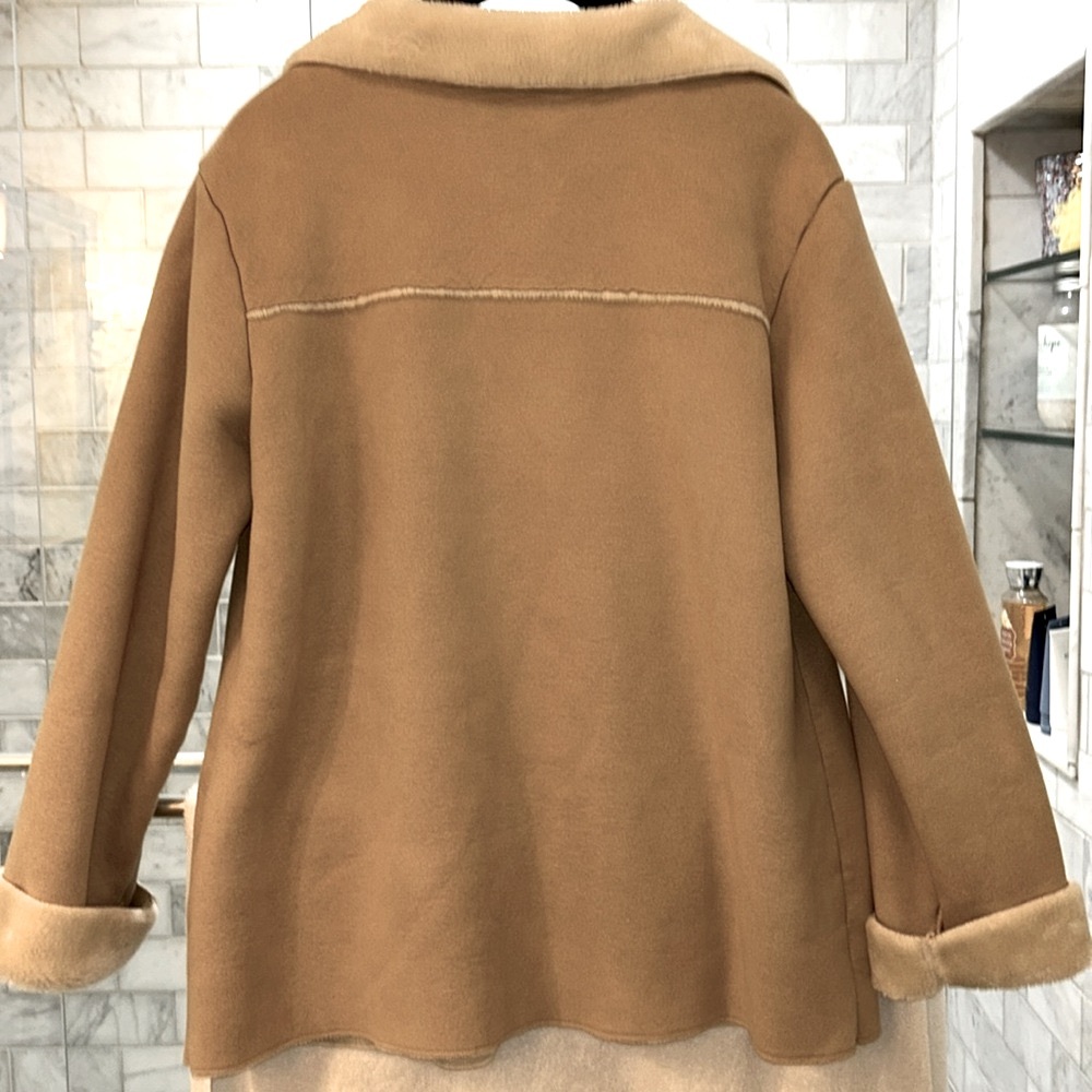 Crazy Horse Shearling Camel Colored XL Coat; Soft Fur Lining & Fur Cuffs;So Cute - Picture 10 of 12